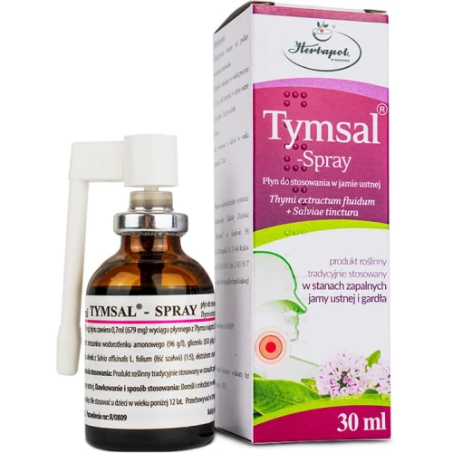 Tymsal spray do stosowania w jamie ustnej, 30 ml - Z wyciągiem z szałwii na infekcje dziąseł i stany zapalne gardła