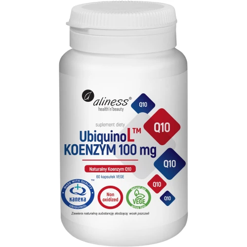 Aliness Ubiquinol Naturalny Koenzym Q10 100mg, 60 kapsułek - Zredukowana, aktywna forma koenzymu Q10 – Ubiquinol Kaneka