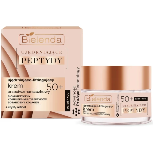 Bielenda Ujędrniające Peptydy 50+ Ujędrniająco-liftingujący krem przeciwzmarszczkowy, 50 ml - Z retinolem i peptydami