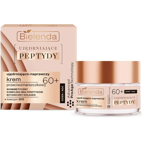 Bielenda Ujędrniające Peptydy 60+ Ujędrniająco-naprawczy krem przeciwzmarszczkowy, 50 ml - z koenzymem Q10 i peptydami