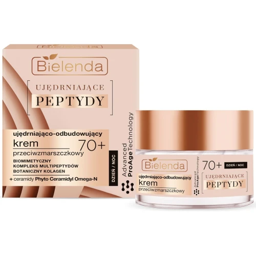 Bielenda Ujędrniające Peptydy 70+ Ujędrniająco-odbudowujący krem przeciwzmarszczkowy, 50 ml - z ceramidami i peptydami