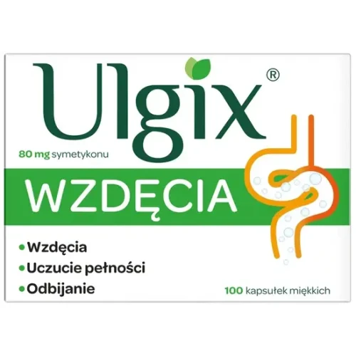 Ulgix Wzdęcia 80 mg, 100 kapsułek miękkich - Z symetykonem, który łagodzi wzdęcia, odbijanie i uczucie pełności