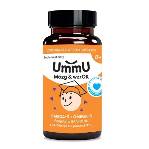 UmmU Mózg & Wzrok 8+, 120 kapsułek - Kwasy omega-3 i omega-6, wspierają prawidłowe funkcjonowanie mózgu i wzroku