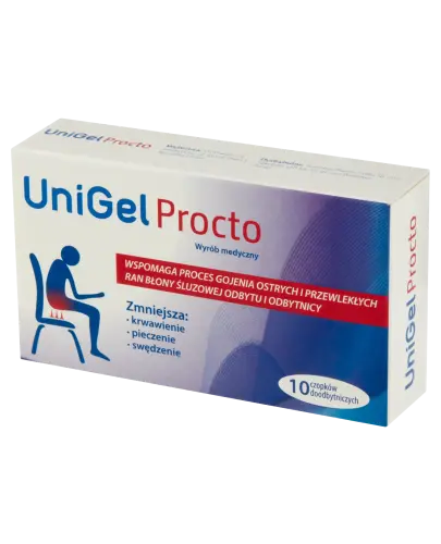 UniGel Procto, czopki doodbytnicze, 10 sztuk - Czopki wspomagające proces gojenia błony śluzowej odbytu i odbytnicy