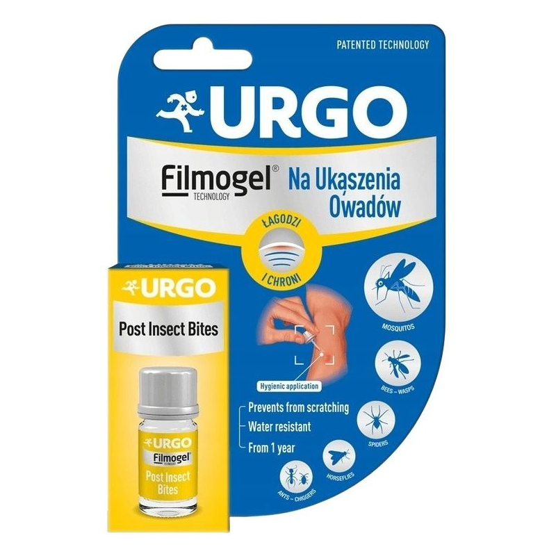 Urgo Filmogel Na Ukąszenia Owadów, butelka z aplikatorem 3,25 ml - Od 1. roku życia, łagodzi uczucie swędzenia