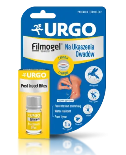 Urgo Filmogel Na Ukąszenia Owadów, butelka z aplikatorem 3,25 ml - Od 1. roku życia, łagodzi uczucie swędzenia