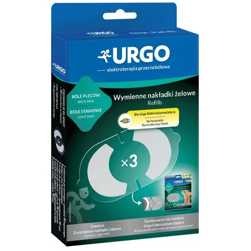 Urgo Wymienne nakładki żelowe do elektrostymulatora, 3 sztuki - Do elektroterapii przeciwbólowej