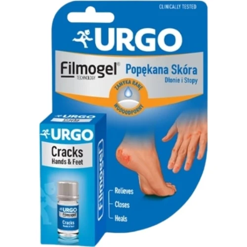 Urgo Popękana Skóra Dłonie i Stopy Opatrunek w płynie, 3,25 ml - Płynny opatrunek na szybkie gojenie pęknięć i regenerację skóry