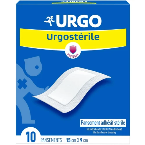 Urgo Urgosterile Opatrunki samoprzylepne 8 cm x 10 cm, 10 sztuk - Sterylny opatrunek do zabezpieczania ran