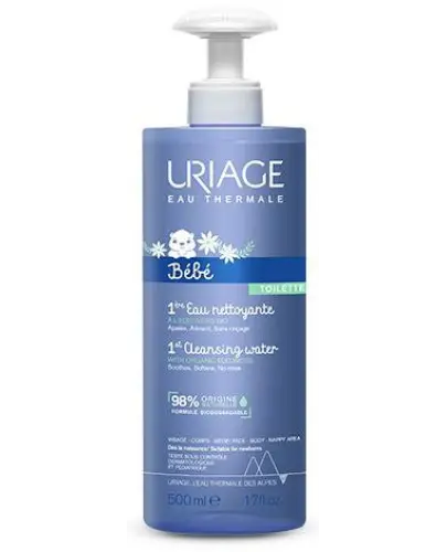 Uriage Bebe 1st Woda oczyszczająca dla dzieci, 500 ml - Delikatnie oczyszcza i usuwa zabrudzenia