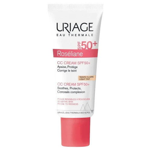Uriage Roséliane Krem CC do cery naczynkowej SPF50+, 40 ml - Chroni przed słońcem, redukuje zaczerwienienia i ujednolica koloryt skóry