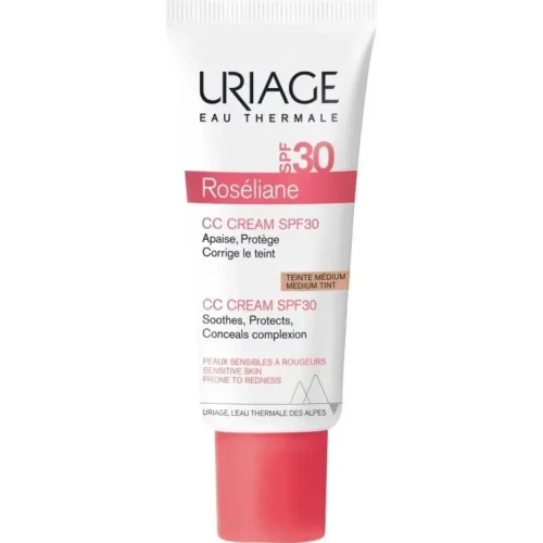 Uriage Roseliane Krem CC SPF 30+, 40 ml - Pielęgnacja cery naczynkowej z makijażem korygującym