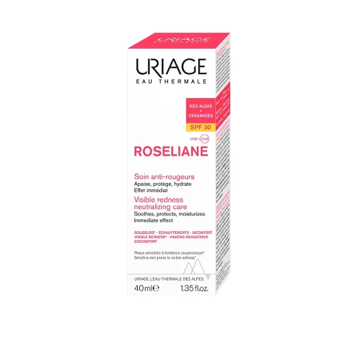 Uriage Roseliane Krem do cery naczynkowej SPF30, 40 ml - Redukuje zaczerwienienia i chroni przed promieniami UV
