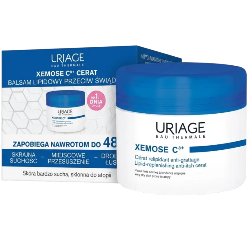 Uriage Xemose C8+ Cerat, balsam lipidowy przeciw świądowi, 200 ml  - Intensywny balsam do skóry bardzo suchej skłonnej do atopii
