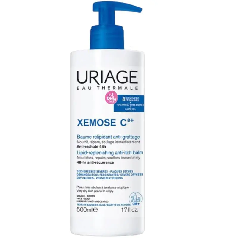 Uriage Xemose C8+, Kojący olejek w kremie, 500 ml - Łagodzi swędzenie skóry ze skłonnością do atopii