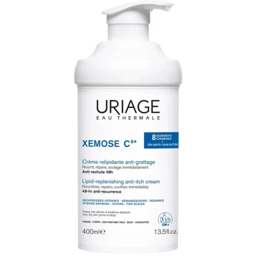 Uriage Xemose C8+, krem do skóry bardzo suchej, 400 ml - Uzupełnia lipidy, łagodzi uczucie swędzenia
