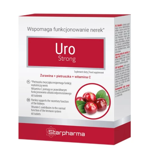 Uro Strong, 60 tabletek - Kompozycja składników wspierających funkcje układu moczowego