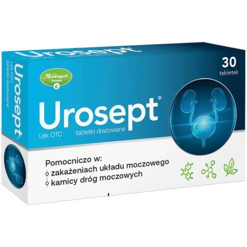 Urosept, 30 tabletek drażowanych - Stosowane pomocniczo w zakażeniach układu moczowego