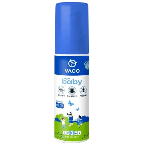Vaco Baby Płyn na kleszcze, komary i meszki dla dzieci, 80 ml - Ochrona przed ukąszeniami od 1. roku życia