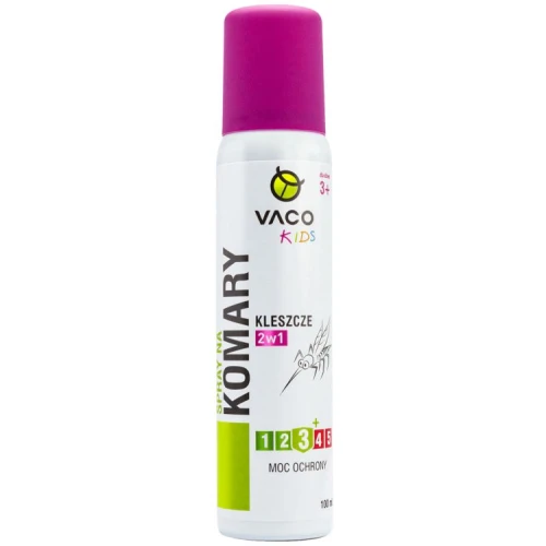 Vaco Kids Na komary i kleszcze 2 w 1, spray dla dzieci 3+,100 ml - Odstrasza komary, kleszcze i meszki 