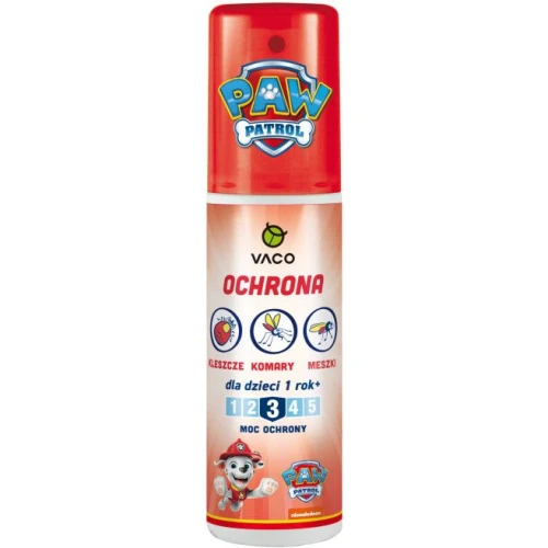 Vaco Psi Patrol Płyn na kleszcze, komary i meszki dla dzieci, spray 90 ml - Bezpieczna ochrona przed owadami dla dzieci od 1. roku życia