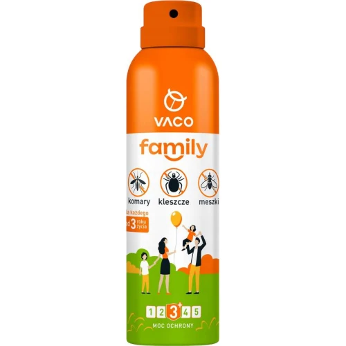 Vaco Family na komary, kleszcze i meszki, aerozol 100 ml - Ochrona przed ukąszeniami aż do 5 godzin