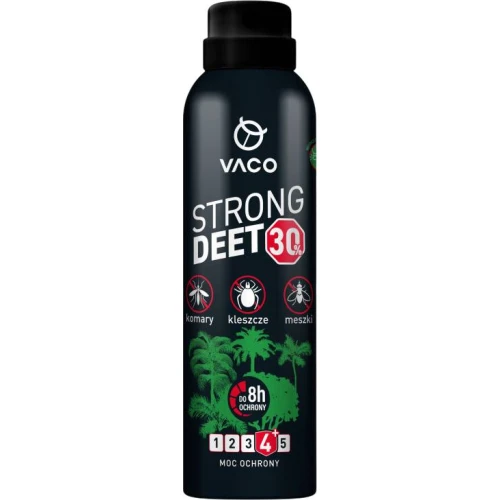 Vaco Strong 30 % DEET na kleszcze, komary, aerozol 170 ml - Ekstremalna ochrona przed ukąszeniami aż do 8 godzin