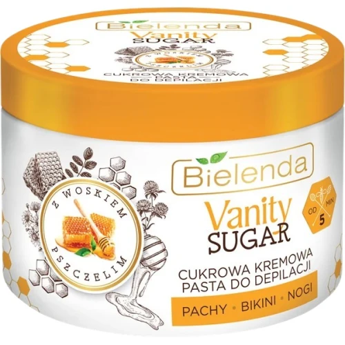 Bielenda Vanity Sugar Cukrowa kremowa pasta do depilacji z woskiem pszczelim, 100 g - Do depilacji nóg, pach i okolic bikini