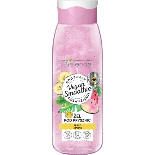 Bielenda Vegan Smoothie Żel pod prysznic Arbuz + Banan, 400 g - Z prebiotykami i delikatnym efektem peelingującym