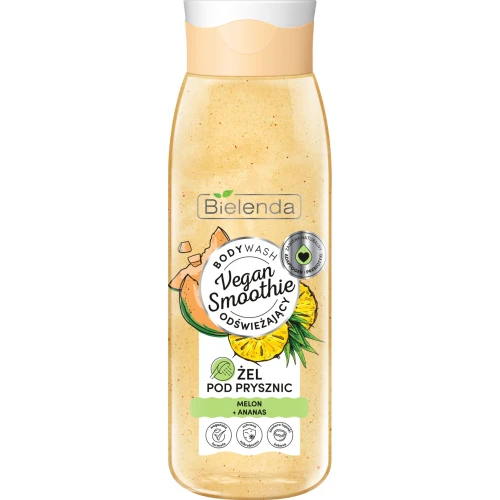 Bielenda Vegan Smoothie Żel pod prysznic Melon + Ananas, 400 g - Z prebiotykami i owocowym efektem orzeźwienia