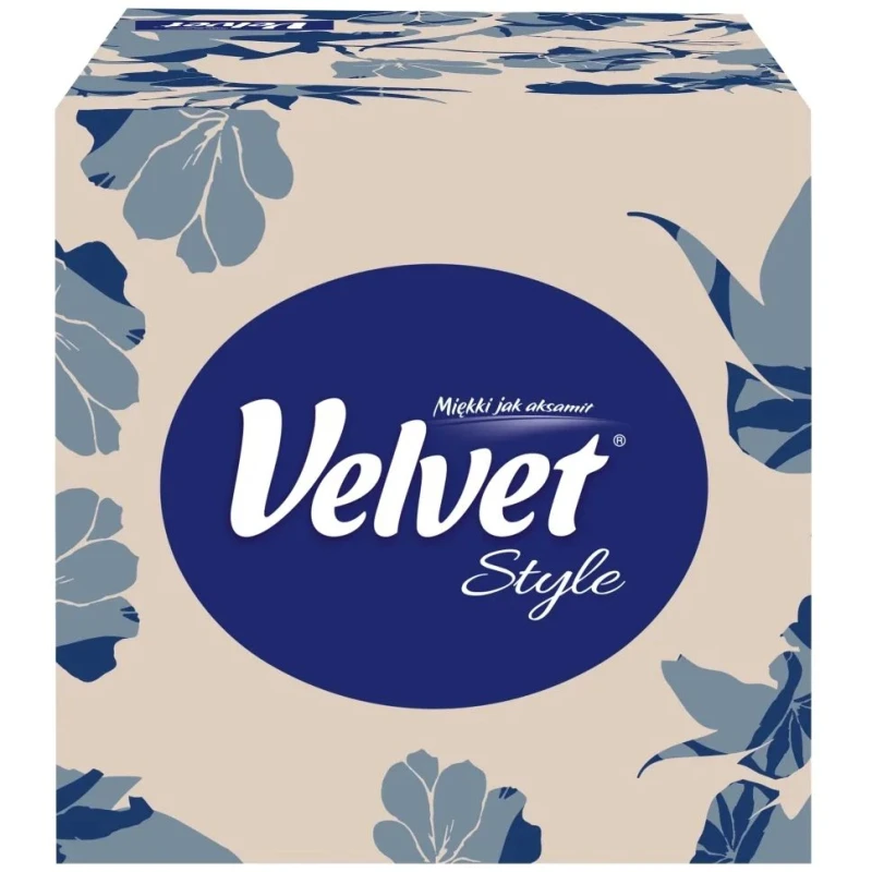 Velvet Style Chusteczki uniwersalne, pudełko 56 sztuk - 3-warstwowe chusteczki w dekoracyjnym pudełku typu kostka