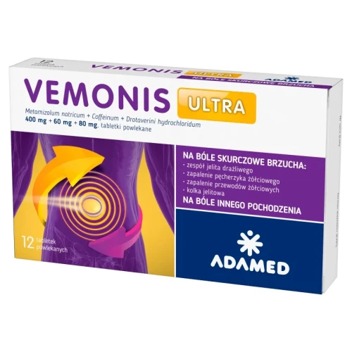 Vemonis Ultra, 12 tabletek - Lek rozkurczowy