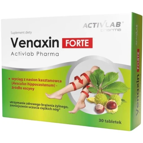 ActivLab Pharma Venaxin Forte, 30 tabletek - Wyciąg z nasion kasztanowca – wsparcie krążenia żylnego i lekkości nóg