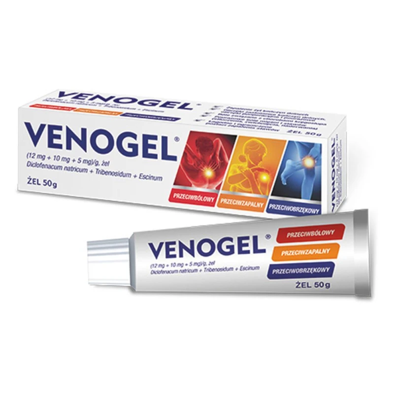Venogel żel, 50 g - Działa przeciwbólowo, przeciwzapalnie i przeciwobrzękowo