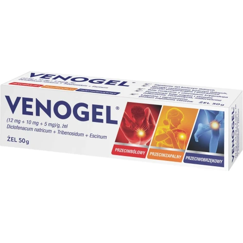 Venożel, żel 50 g - Działa przeciwbólowo, przeciwzapalnie i przeciwobrzękowo