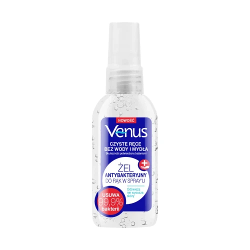Venus Antybakteryjny żel do rąk w spray'u, 50 ml - Odświeża i nie wysusza skóry