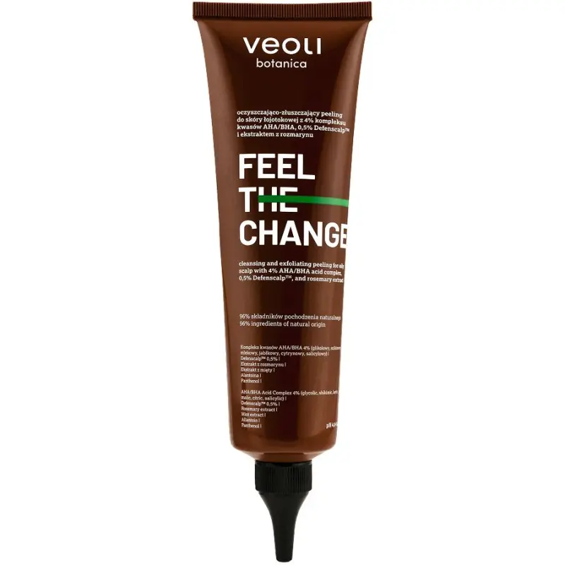 Veoli Botanica Feel The Change Peeling do skóry głowy, 150 ml - Z kwasami AHA/BHA, Defenscalp™ i ekstraktem z rozmarynu