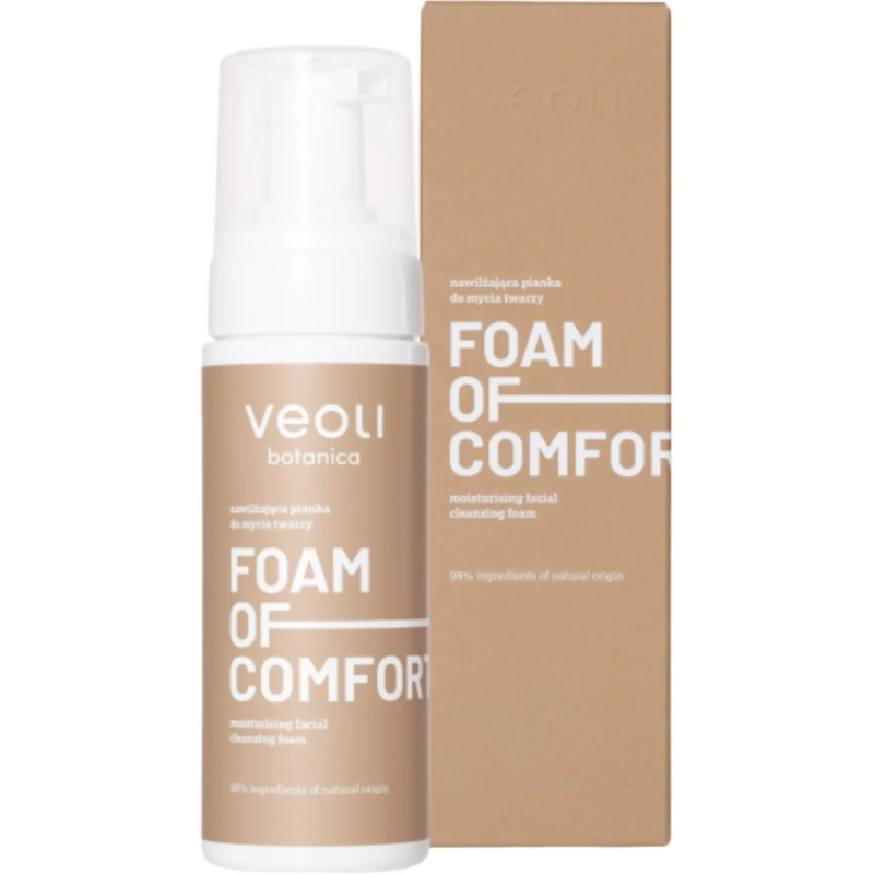 Veoli Botanica Foam Of Comfort Nawilżająca pianka do mycia twarzy, 150 ml - Do skóry suchej, wrażliwej i odwodnionej