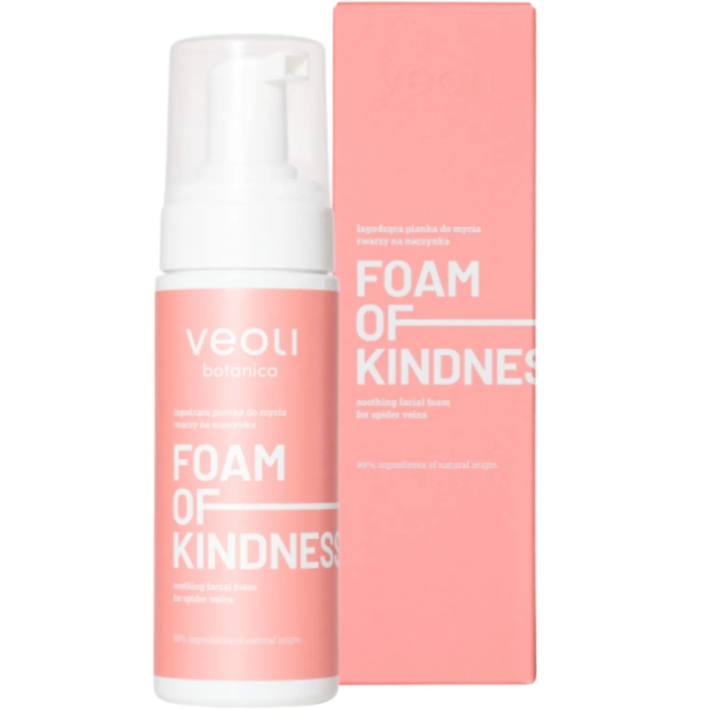 Veoli Botanica Foam Of Kindness Łagodząca pianka do mycia twarzy, 150 ml - Dla skóry wrażliwej, naczynkowej i skłonnej do zaczerwienień