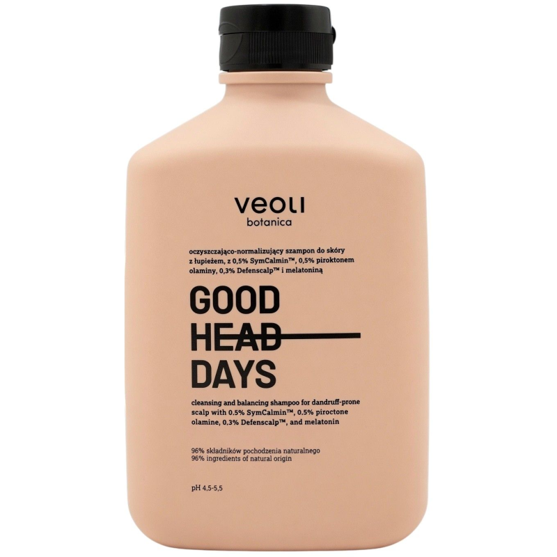 Veoli Botanica Good Head Days Oczyszczająco-normalizujący szampon do włosów, 300 ml - Z piroktonem olaminy, SymCalmin™ i Defenscalp™