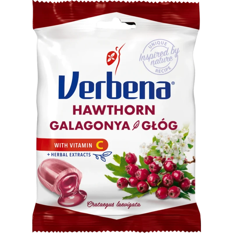 Verbena Głóg ziołowe cukierki z wit. C, 60 g - Smak głogu połączony z witaminą C