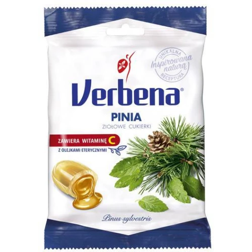 Verbena Pinia ziołowe cukierki z wit. C, 60 g - Cukierki z orzeźwiającym smakiem pinii