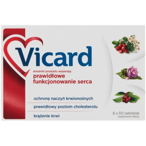 Vicard, 180 tabletek - Naturalne wyciągi roślinne, które aktywnie wspierają pracę serca