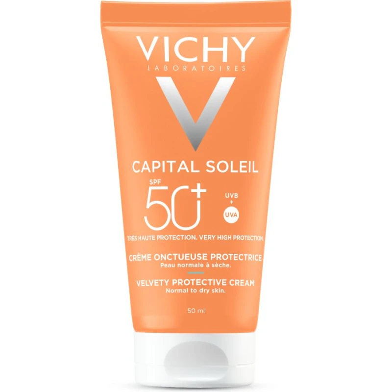 Vichy Capital Soleil Aksamitny krem do twarzy SPF 50+, 50 ml - Przeciw przebarwieniom i oznakom fotostarzenia