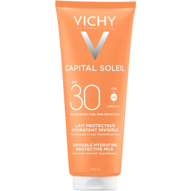 Vichy Capital Soleil Ochronne mleczko do twarzy i ciała SPF 30, 300 ml - Chroni skórę przed uszkodzeniami słonecznym i przedwczesnym fotostarzeniem