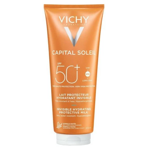 Vichy Capital Soleil SPF 50+,  ochronne mleczko do twarzy i ciała, 300 ml - O bardzo wysokiej ochronie przed promieniowaniem ultrafioletowym
