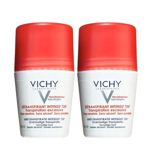 Vichy Deo Stress Resist Antyperspirant 72h Roll-on, 2 x 50 ml - Intensywna ochrona 72h dla skóry wrażliwej