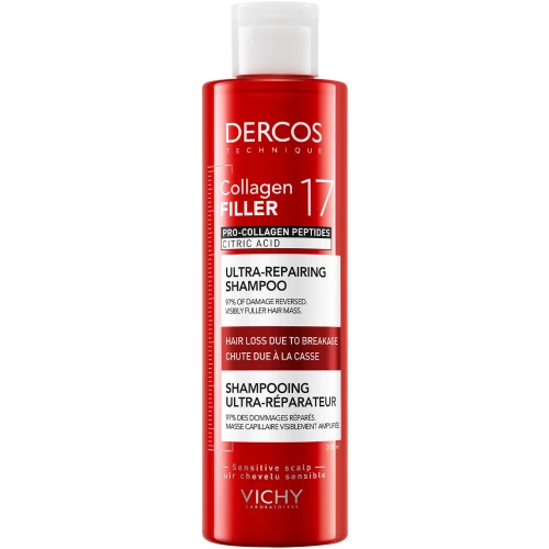 Vichy Dercos Collagen 17 Filler Ultra-regenerujący szampon do włosów, 200 ml - Do włosów osłabionych i łamliwych