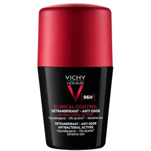 Vichy Homme Clinical Control antyperspirant 96h dla mężczyzn, roll-on  50 ml - Zapewnia uczucie suchości i ochroni przed poceniem