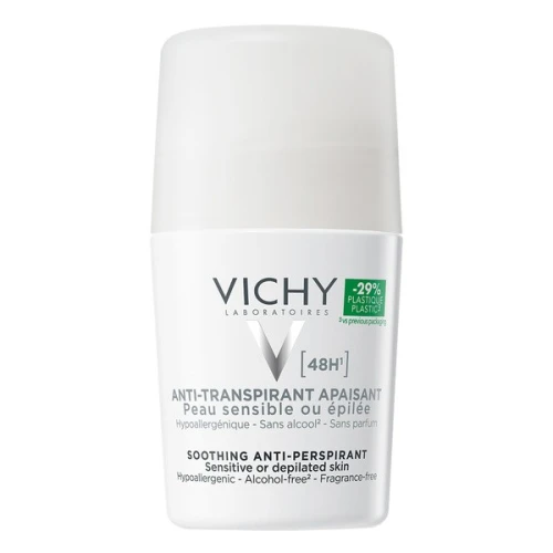 Vichy antyperspirant 48h do skóry wrażliwej, roll-on 50 ml - Łagodna formuła minimalizuje ryzyko podrażnień po depilacji